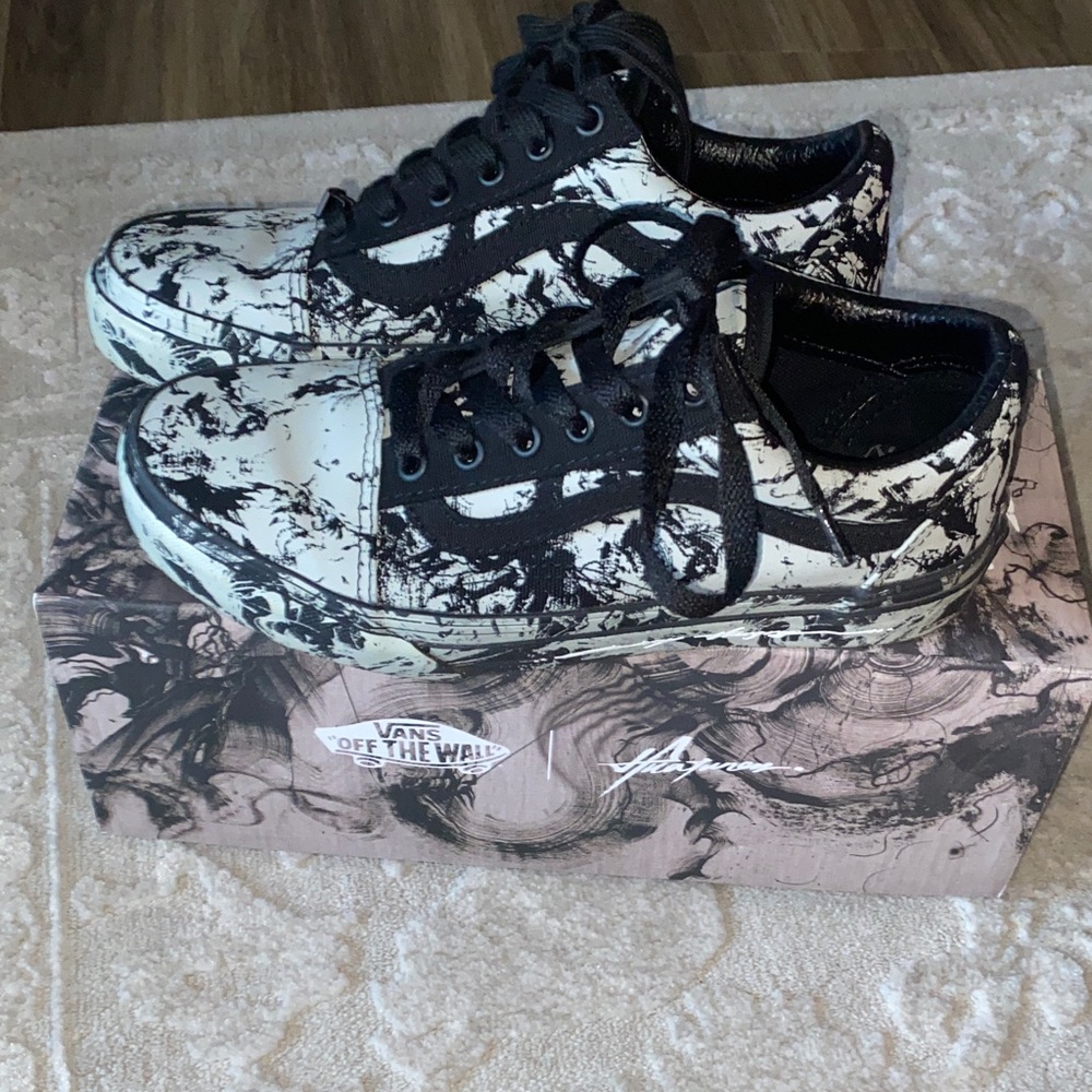 Vans Grey and Black Marble Sneakers - Picture 2 of 5